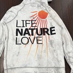 Freecity White and Grey Bleached Life Nature Love Hoodie